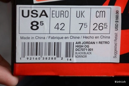 BLACK OG 1 RED JORDAN DC7071-001 HIGH RETRO GYM AIR 1030